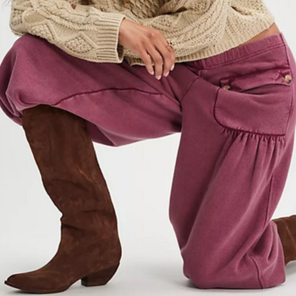 Free People FP One Arden Knit Pants Trousers Pockets Pull-on S